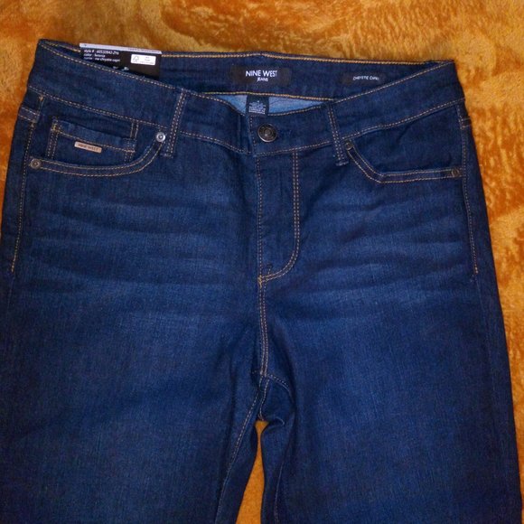 Nine West Chrystie Dark Rinse Capri Jeans / Pedal Pushers Sz 4 - Picture 4 of 6
